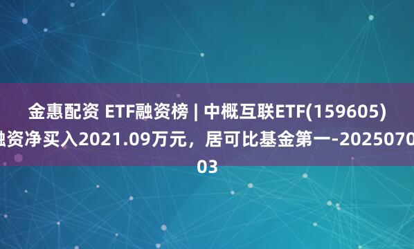 金惠配资 ETF融资榜 | 中概互联ETF(159605)融资净买入2021.09万元，居可比基金第一-20250703